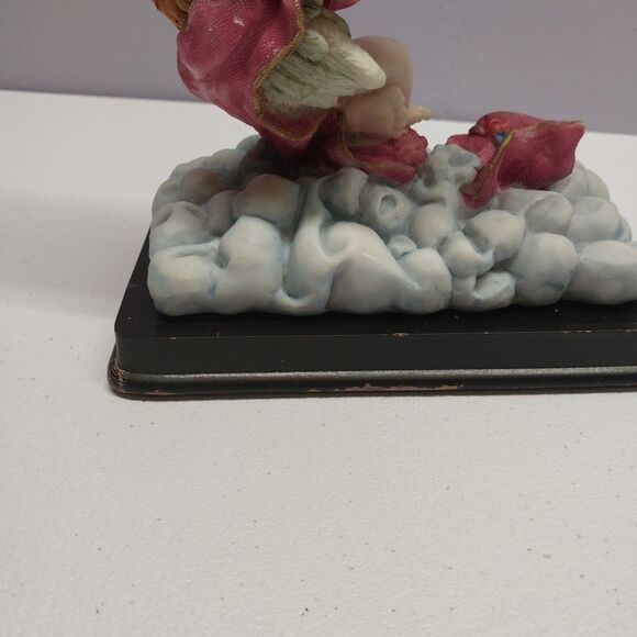 Vintage Elegant Collection Cherub Angel Mantle Clock Ribbon Hot Air Balloon Rare - Picture 10 of 16
